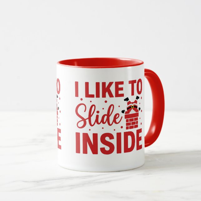 Mug Blague de Noël coquine J'aime glisser à l'intérieu (Devant droit)