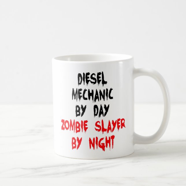 Mug Blague de tueur de zombies mécanicien diesel (Droite)