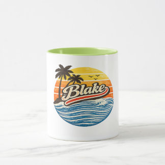 Mug Blake Retro Sunset Name Design