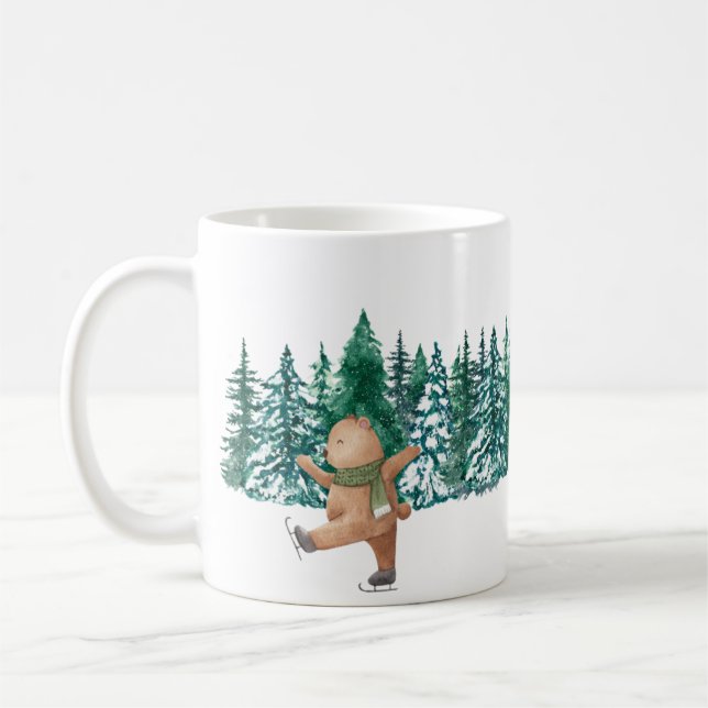 Mug blanc aquarelle verte robe forêt verte (Gauche)