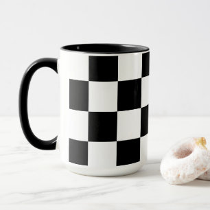 Mug Blanc avec Motif Carré noir 15 oz Combo