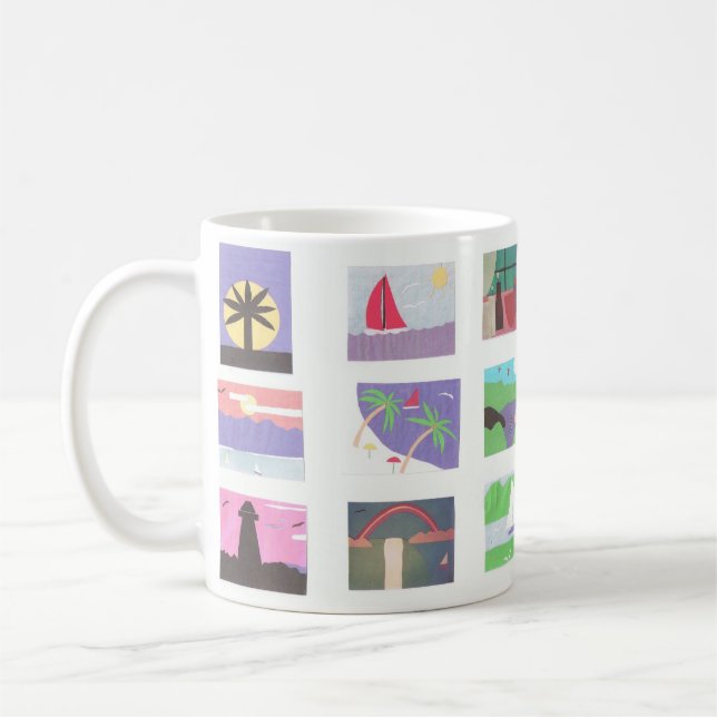 Mug blanc avec plage et paysages naturels (Gauche)