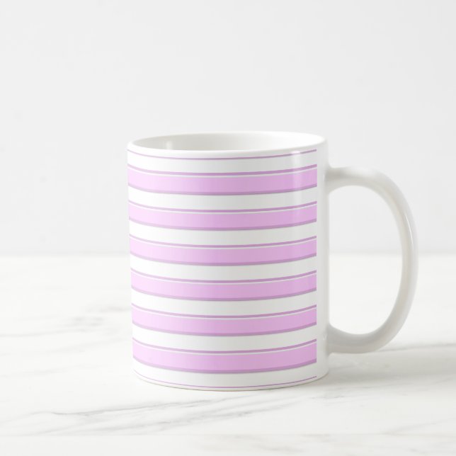 Mug Blanc avec Rayures Horizontales Roses (Droite)