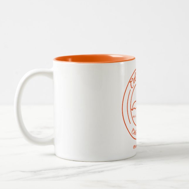 Mug blanc avec silhouette orange (Gauche)