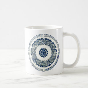Mug Blanc bleu Floral chinois rond
