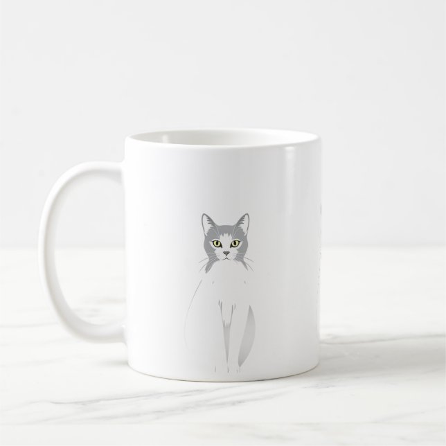 Mug blanc chat aquarelle drôle chats amoureux (Gauche)