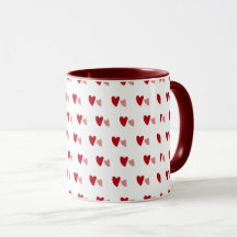 Mug Blanc – Cœurs Ondulés Sombres et Clairs