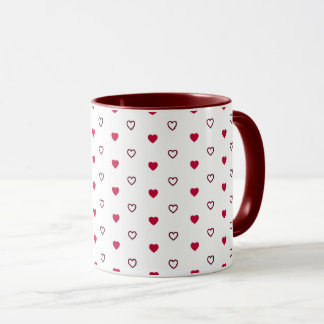Mug Blanc – Cœurs Rouge Foncé