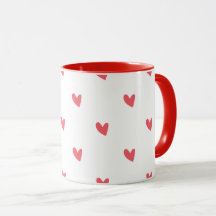 Mug Blanc – Cœurs Rouges Ondulés