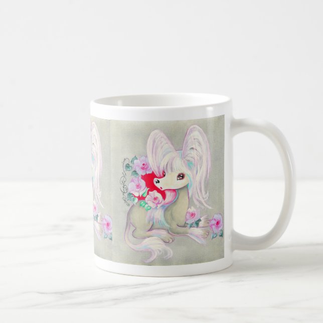 Mug Blanc crêté chinois mignon de chiot (Droite)