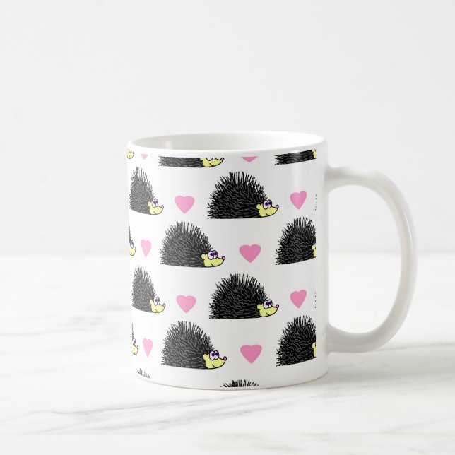 Mug Blanc de motif de coeur de hérisson (Droite)