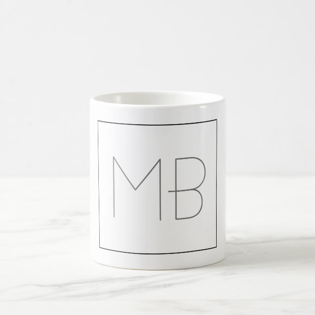 Mug Blanc Élégant Unique Monogramme (Centre)