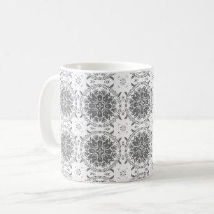 Mug Blanc et gris folklore ornement damas