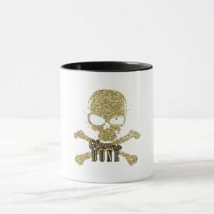 Mug Blanc Glam to the Bone Pailleté Or Crâne