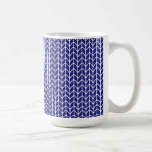 Mug Blanc Grand Taille en Tricot Bleu Royal
