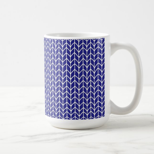 Mug Blanc Grand Taille en Tricot Bleu Royal (Droite)