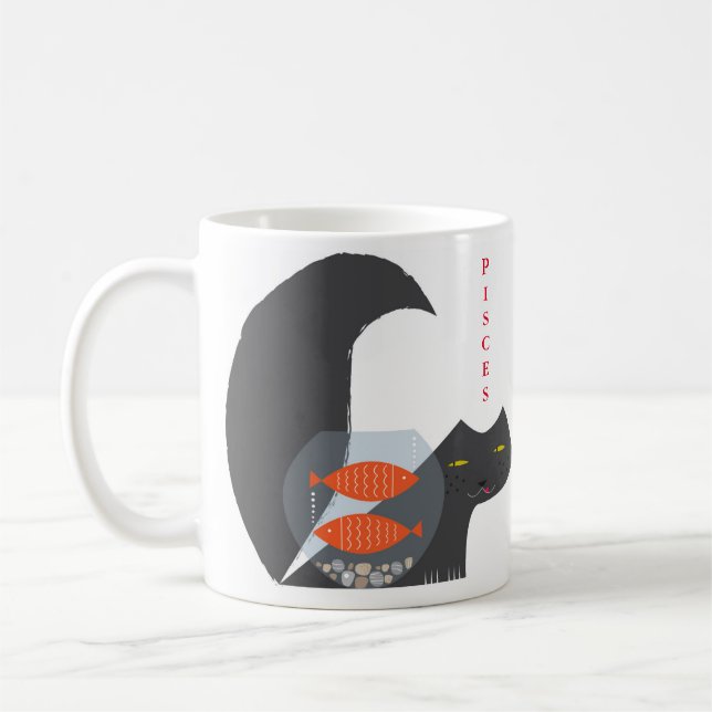 Mug Blanc image classique de tasse/Poisson-chat de 11 (Gauche)