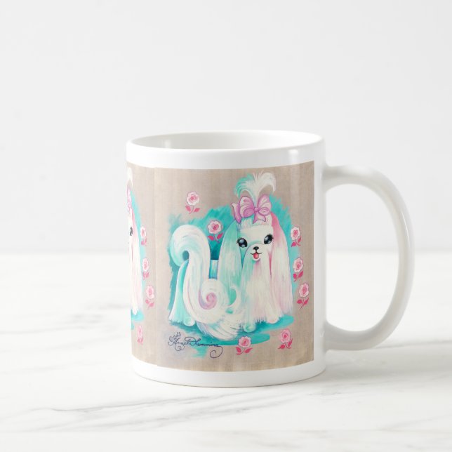 Mug Blanc maltais mignon de chiot (Droite)
