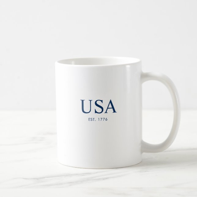 Mug Blanc Moderne Bleu États-Unis Fondé en 1776 (Droite)