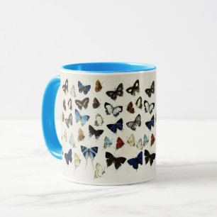 Mug BLANC NOIR BUTTERFLIES BLEU Beauté Nature Lover