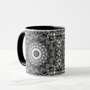 Mug Blanc noir, open work, mandala