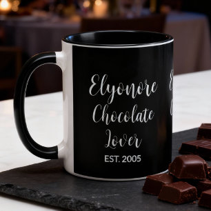 Mug Blanc personnalisé écriture nom amateur de chocola