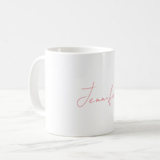 Mug Blanc Plaque moderne écriture manuscrite Votre nom