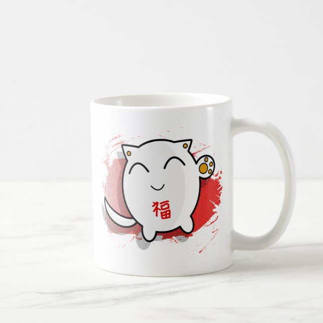 Mug blanc/rouge chanceux japonais mignons de (Droite)