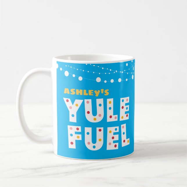 Mug Blanc sur le CARBURANT bleu YULE (Gauche)