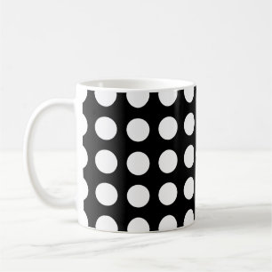 Mug Blanc sur noir grand format Pois horizontaux