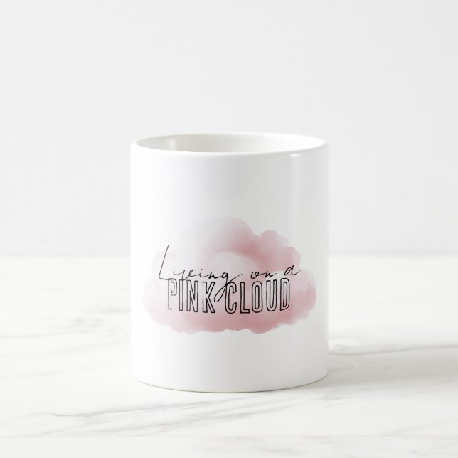 Mug Blanc Vivre Sur Un Nuage Rose (Centre)