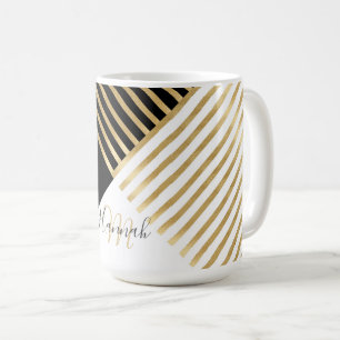 Mug Blancs d'or géométrique noir moderne
