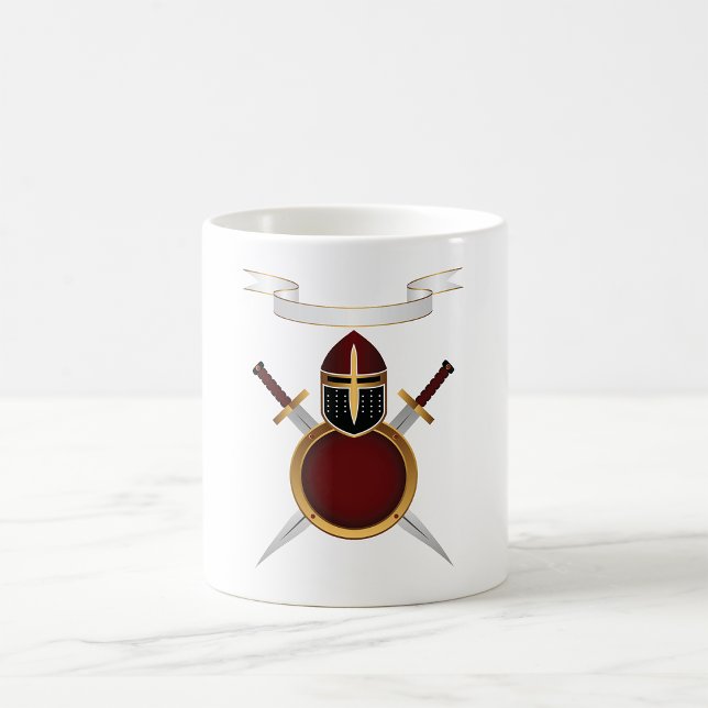 Mug Blason de Chevalier Médiéval Casque Épées Bouclier (Créateur téléchargé)