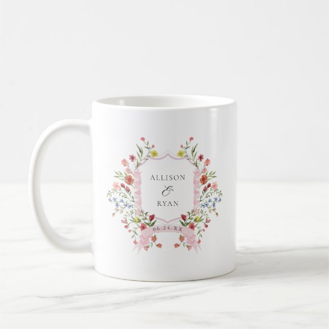 Mug Blason de mariage de jardin fantaisiste Monogramme (Gauche)