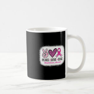 Mug Bleached Peace Love Cure Leopard Cancer du sein Aw