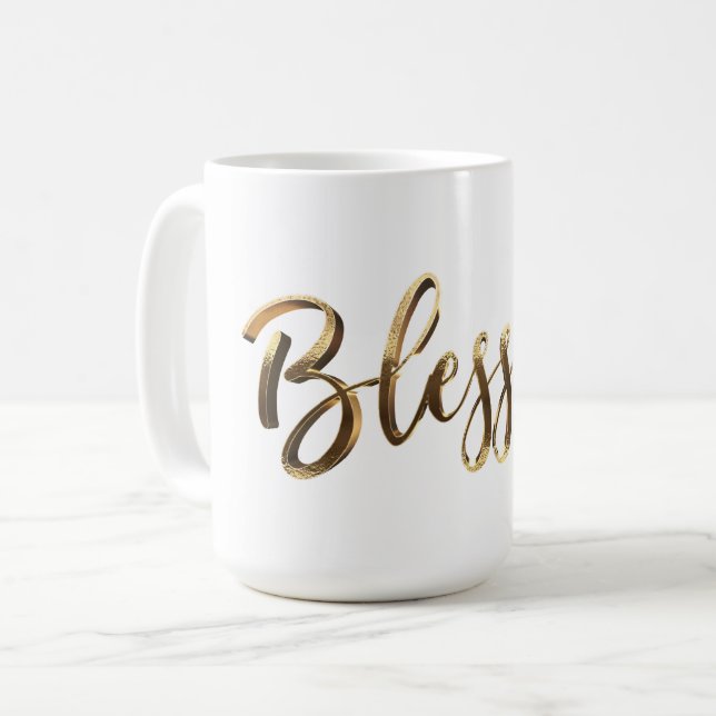 Mug Blessé Élégant Faux Gold Script Inspirationnel (Devant gauche)