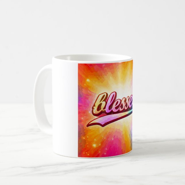 Mug Blessed Colorful Typography Inspirational (Devant gauche)