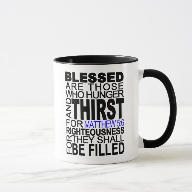 Mug Blessed sont ceux… Citation de vers de bible de (Droite)