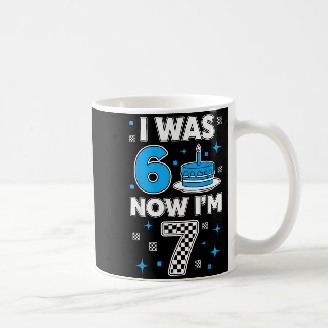 Mug Bleu à carreaux j'avais 6 ans je suis 7 ans drôle  (Droite)