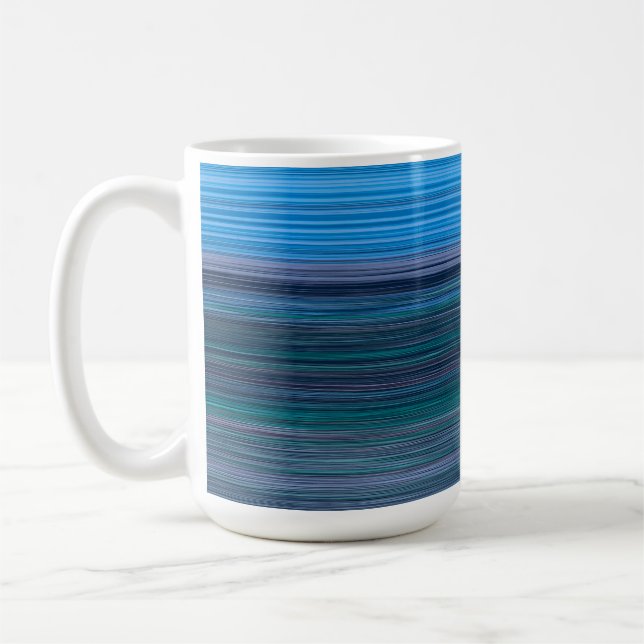 Mug Bleu Abstrait, bandes horizontales (Gauche)