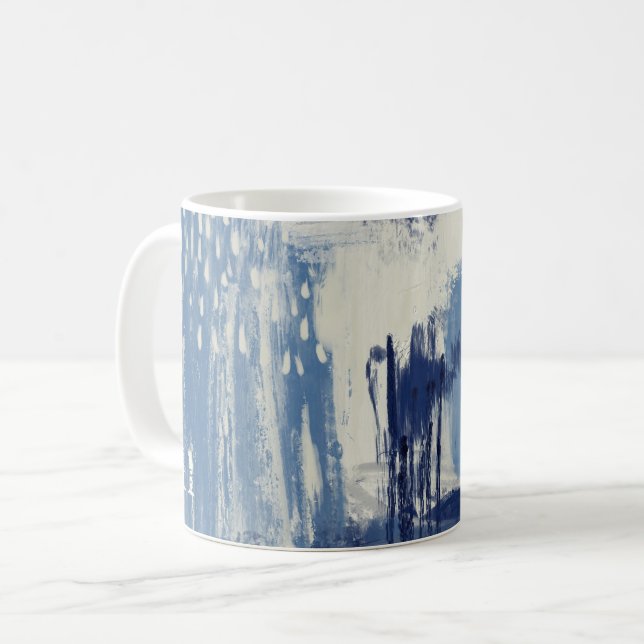 Mug Bleu Abstrait et ivoire (Devant gauche)