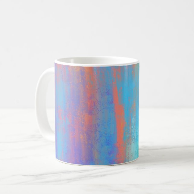 Mug Bleu Abstrait et orange (Devant gauche)