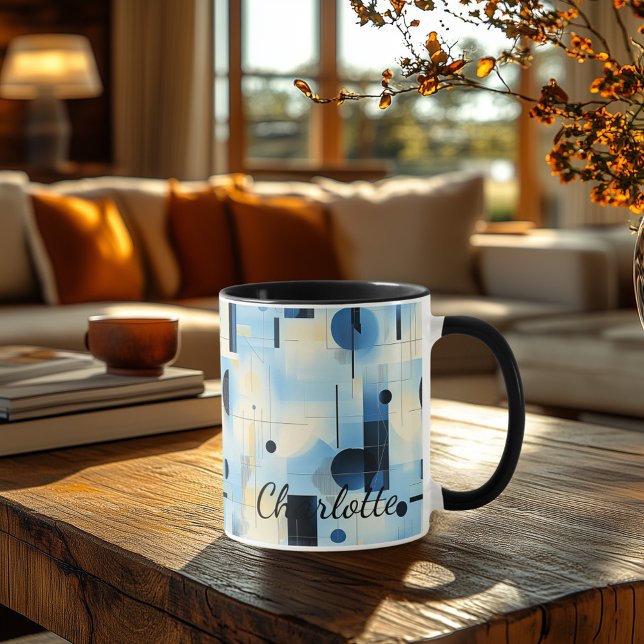 Mug bleu Abstrait moderne - Géométrique personnali (Créateur téléchargé)