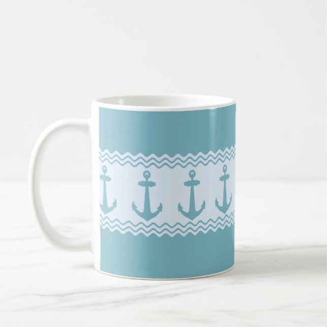 Mug Bleu Ancre nautique (Gauche)
