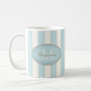 Mug Bleu & Antique Grandes Blancs Ovale Monogramme enc