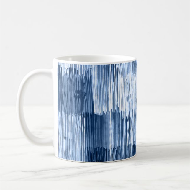 Mug Bleu Aquarelles : Motif géométrique (Gauche)
