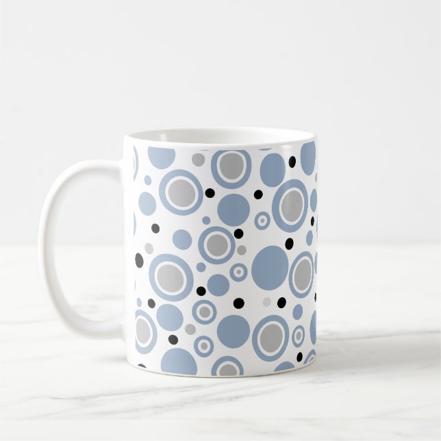 Mug Bleu ardoise argent noir cercles géométriques (Gauche)