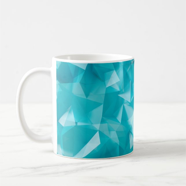 Mug Bleu, arrière - plan turquoise avec cristaux, tria (Gauche)