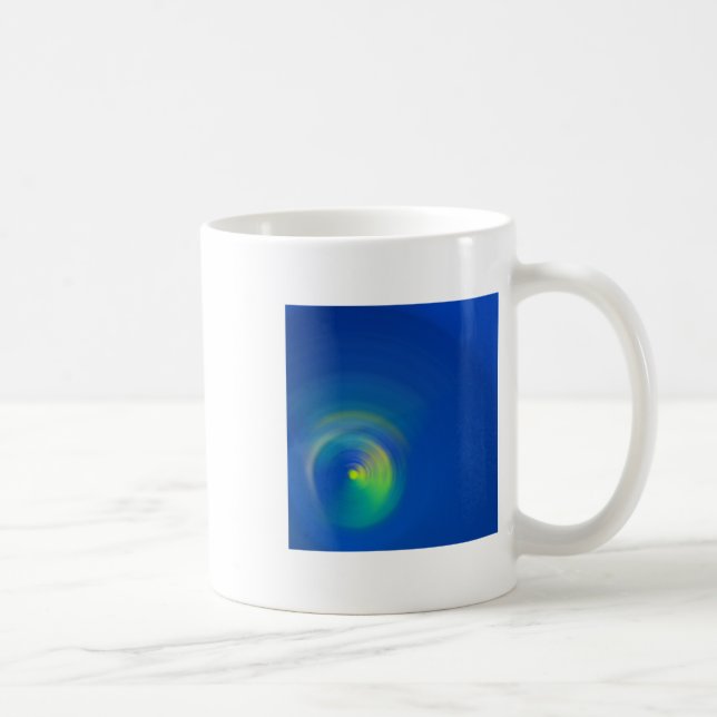Mug Bleu avec un coup de pinceau abstrait jaune clair  (Droite)