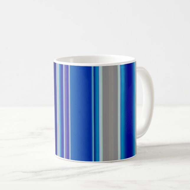 Mug Bleu Beige et Rayures Lavande (Devant droit)